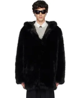 Ernest W. Baker Black Faux-Fur Hooded Jacket