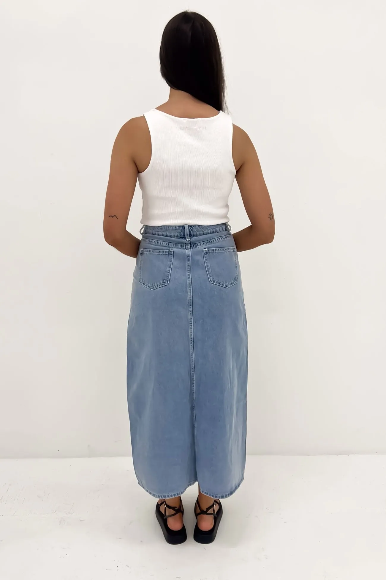 Eryn Denim Maxi Skirt Blue