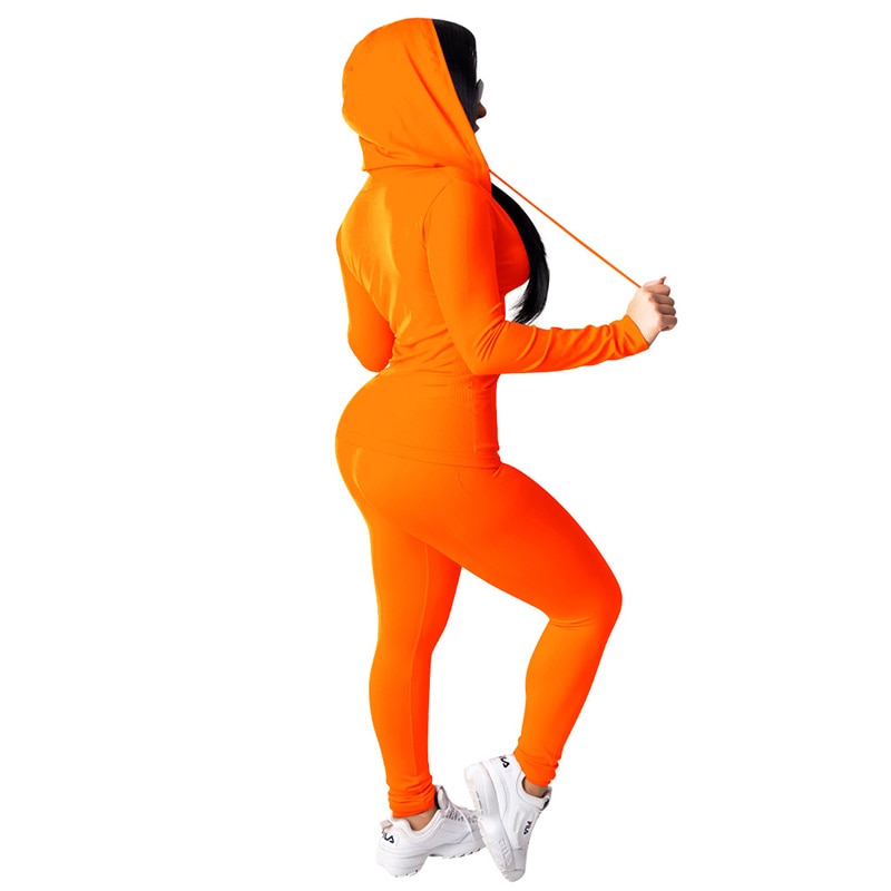 Fashion Hooded Two Piece Set Pants Suit Sportwear Tracksuit Women Outfits