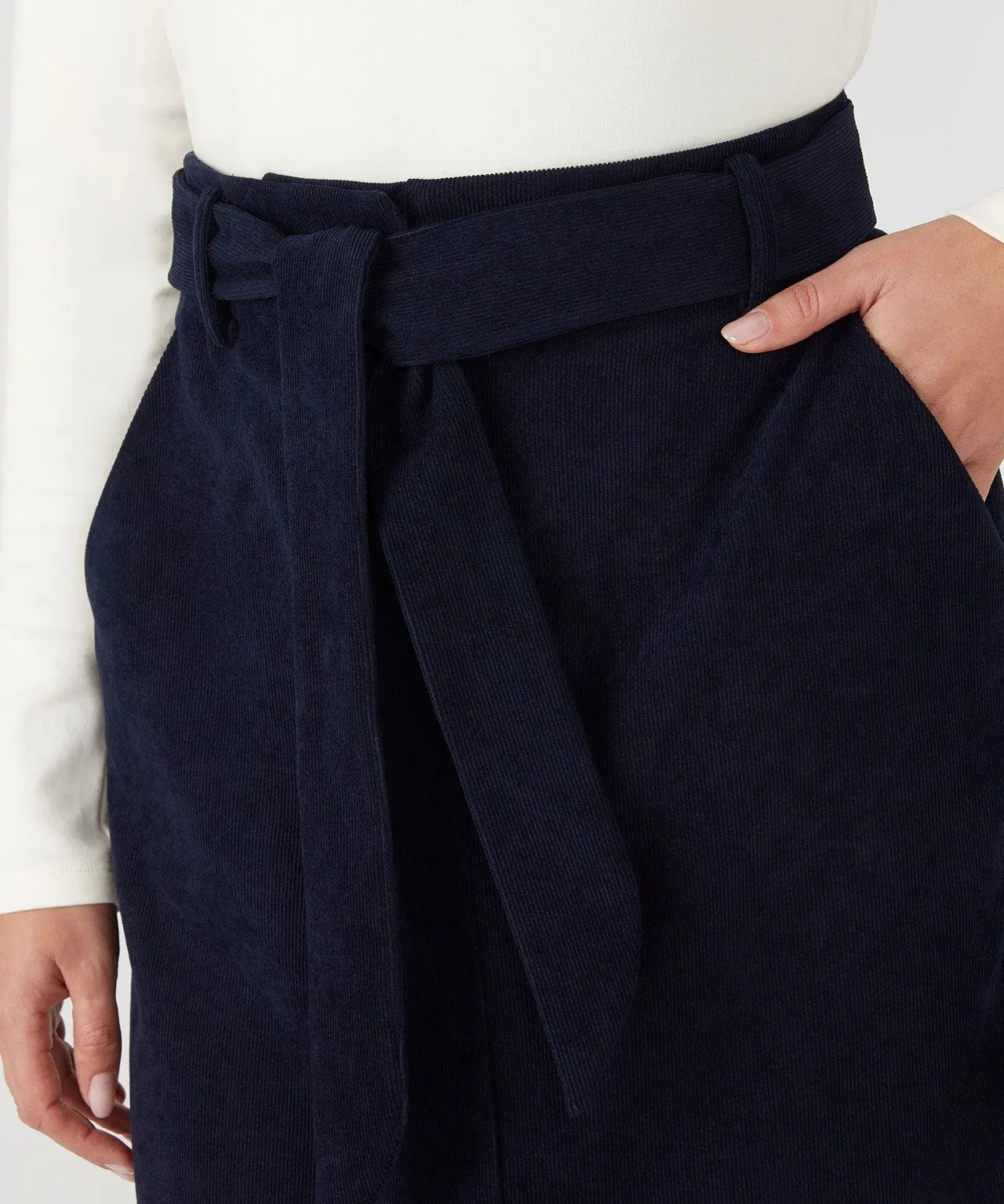 First Avenue Corduroy Belted Skirt