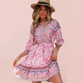 Floral Vintage Loose Mini Dress