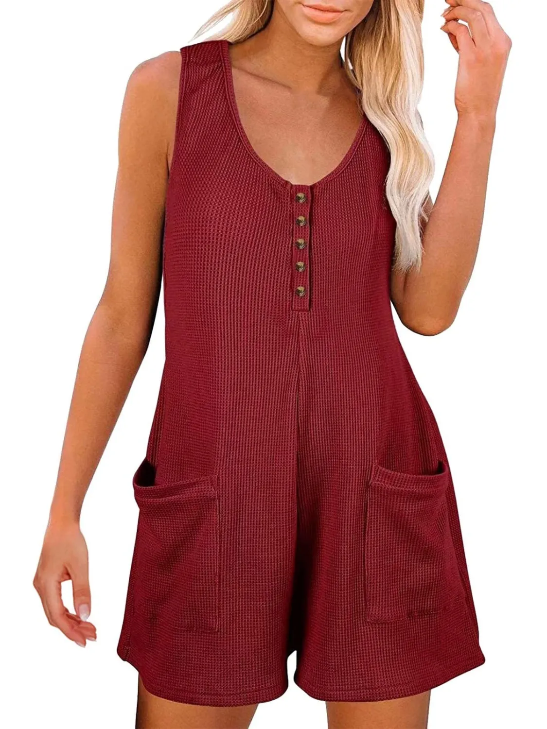 Full Size Pocketed Scoop Neck Sleeveless Romper