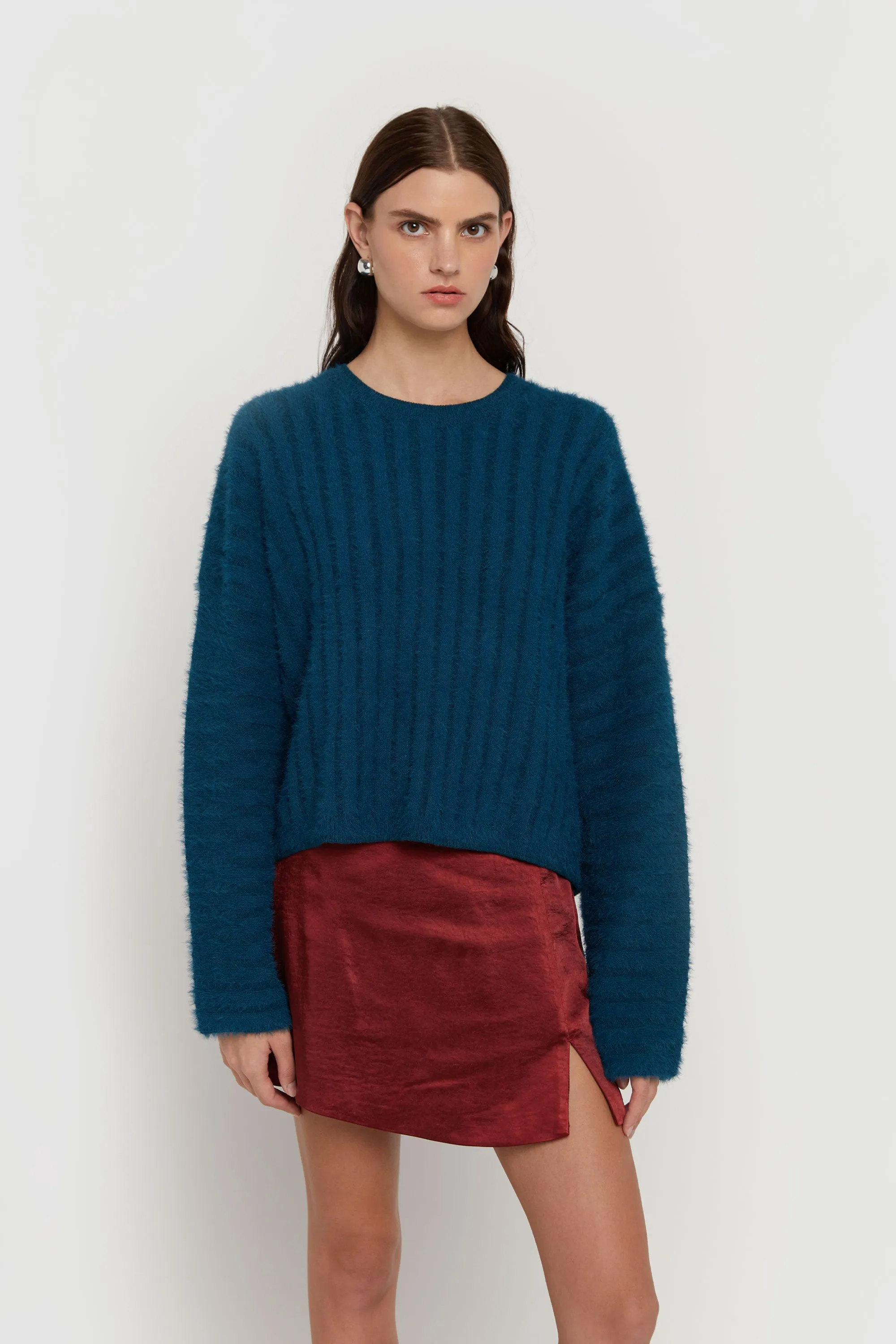 FUZZY RIBBED SWEATER