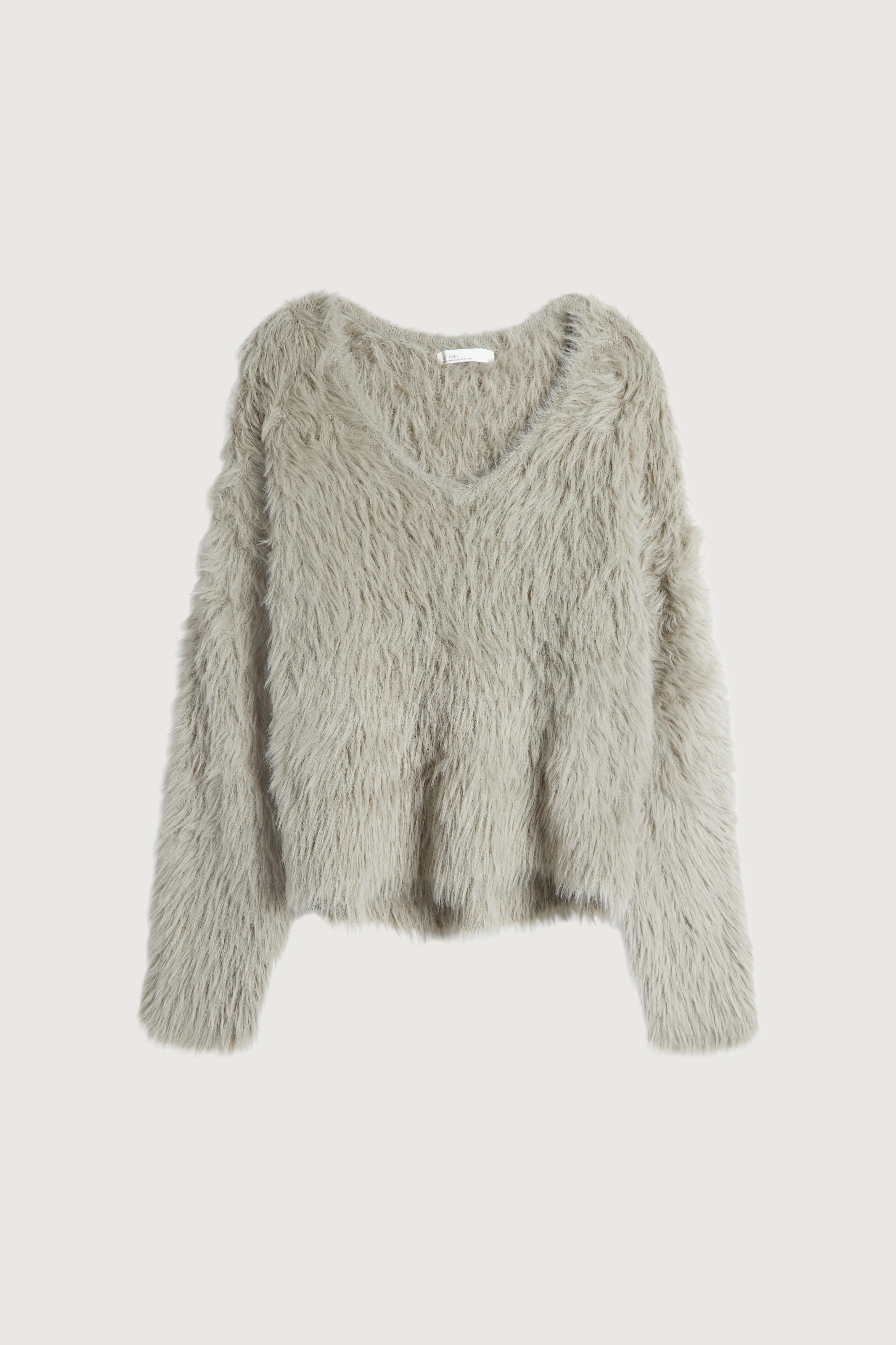 FUZZY V-NECK SWEATER