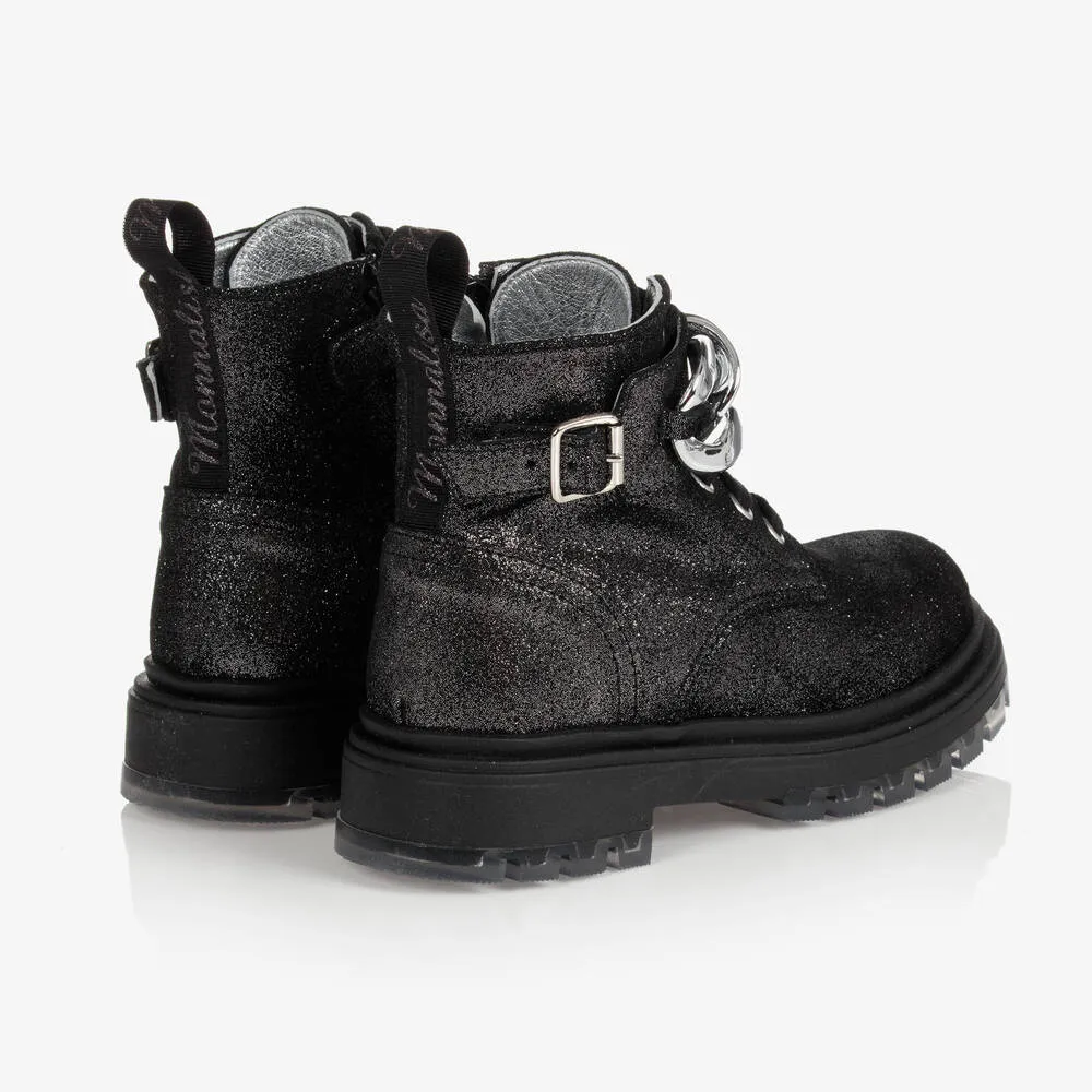 Girls Black Suede Boots