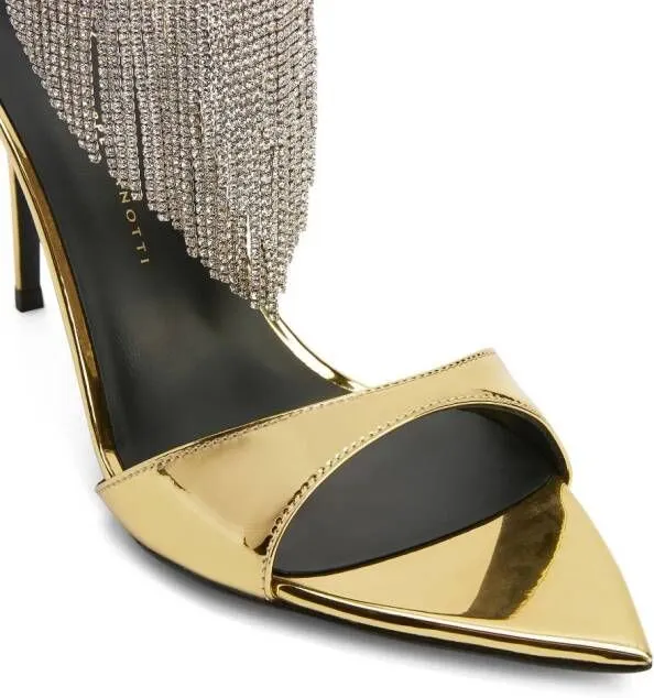 Giuseppe Zanotti Intriigo 90mm crystal-fringe sandals Gold