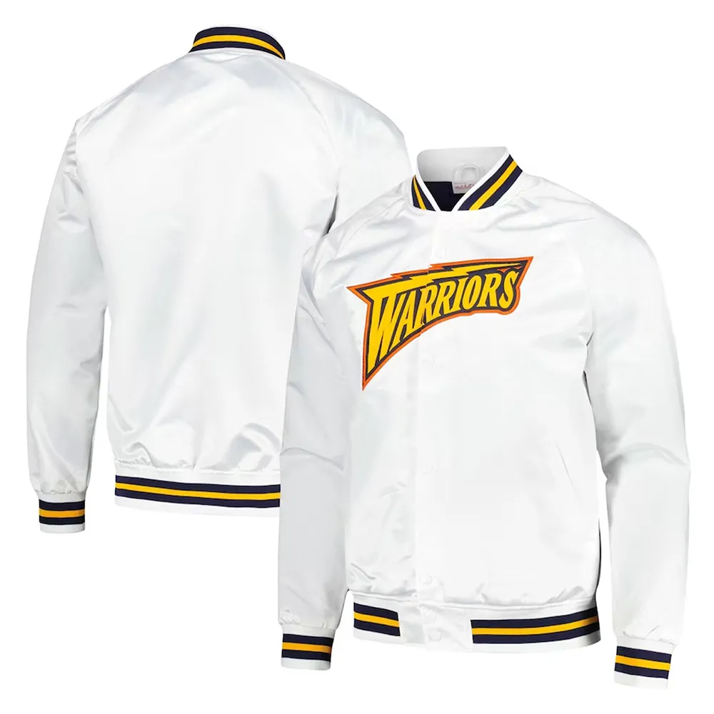 Golden State Warriors Throwback Wordmark White Jacket