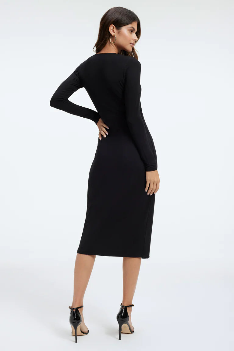 Good American Good Touch Wrap Midi - Black