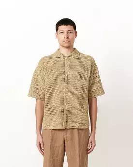 Hand Crochet Shirt in Khaki Beige