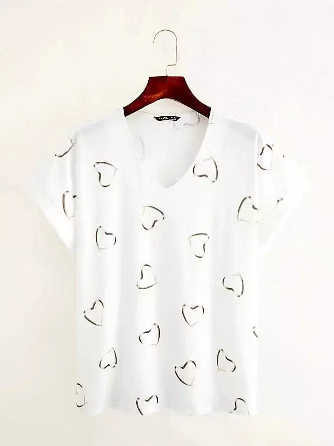 Heart Print Dolman Sleeve Women's T-Shirt