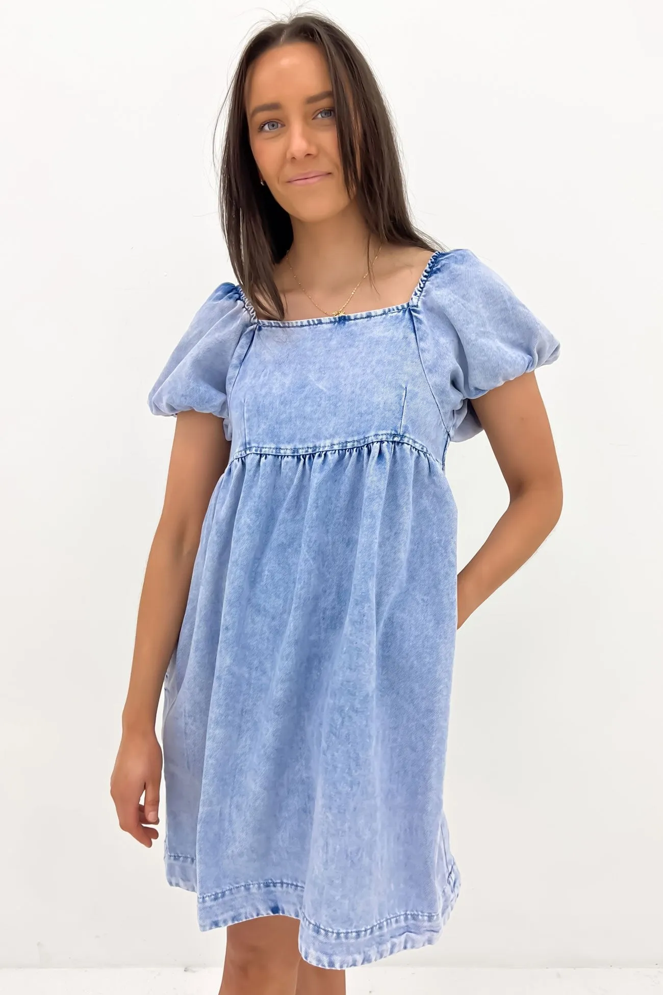 Jade Textured Dress Vintage Mid Blue