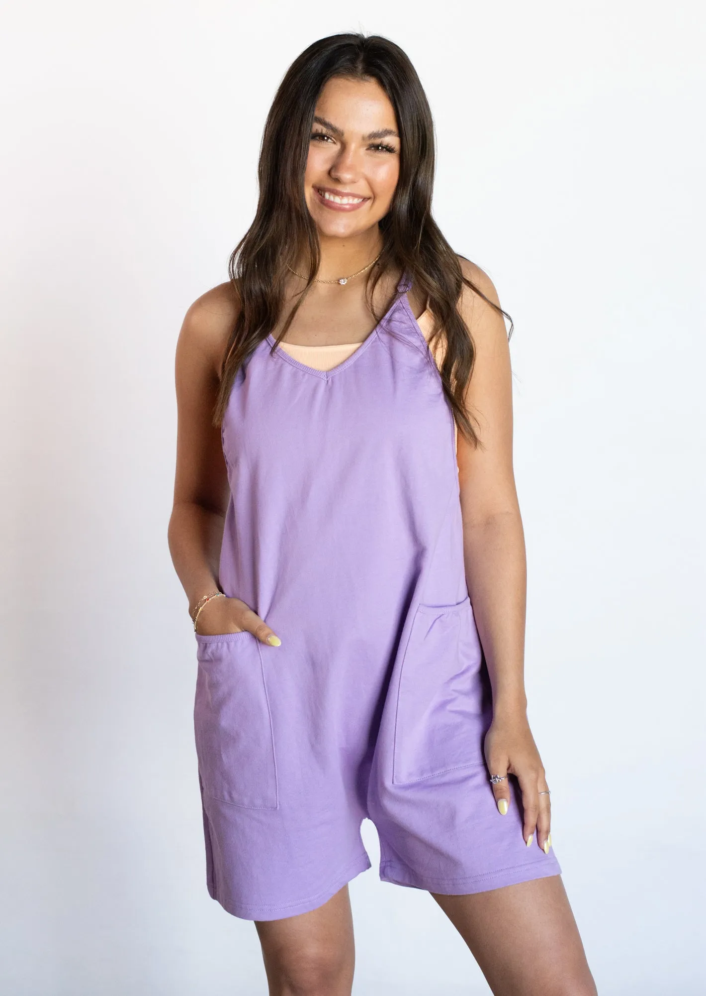 Keep on Wishing Lavender Tank Romper