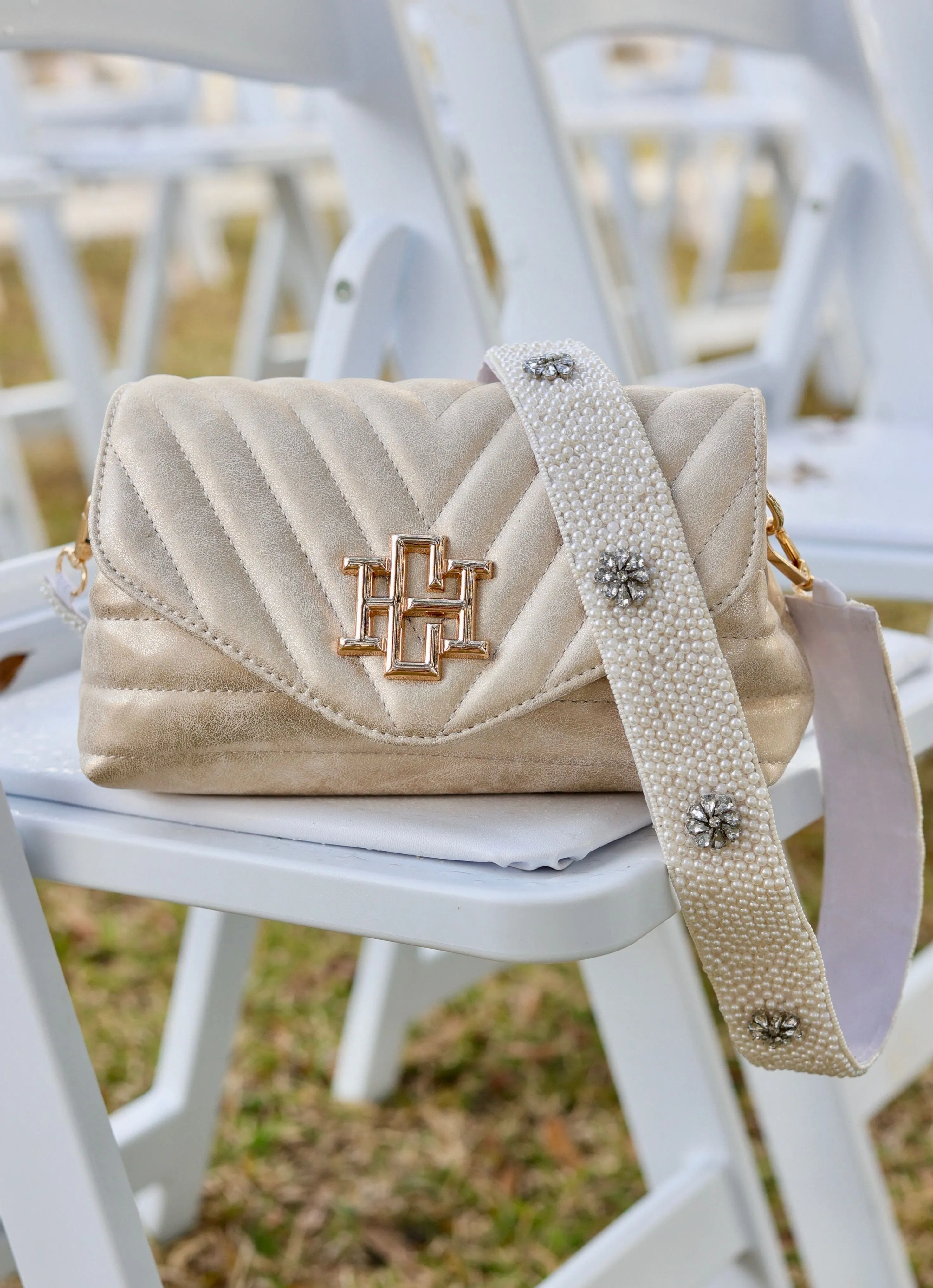 Kennedy Pearl and CZ Crossbody Strap IVORY