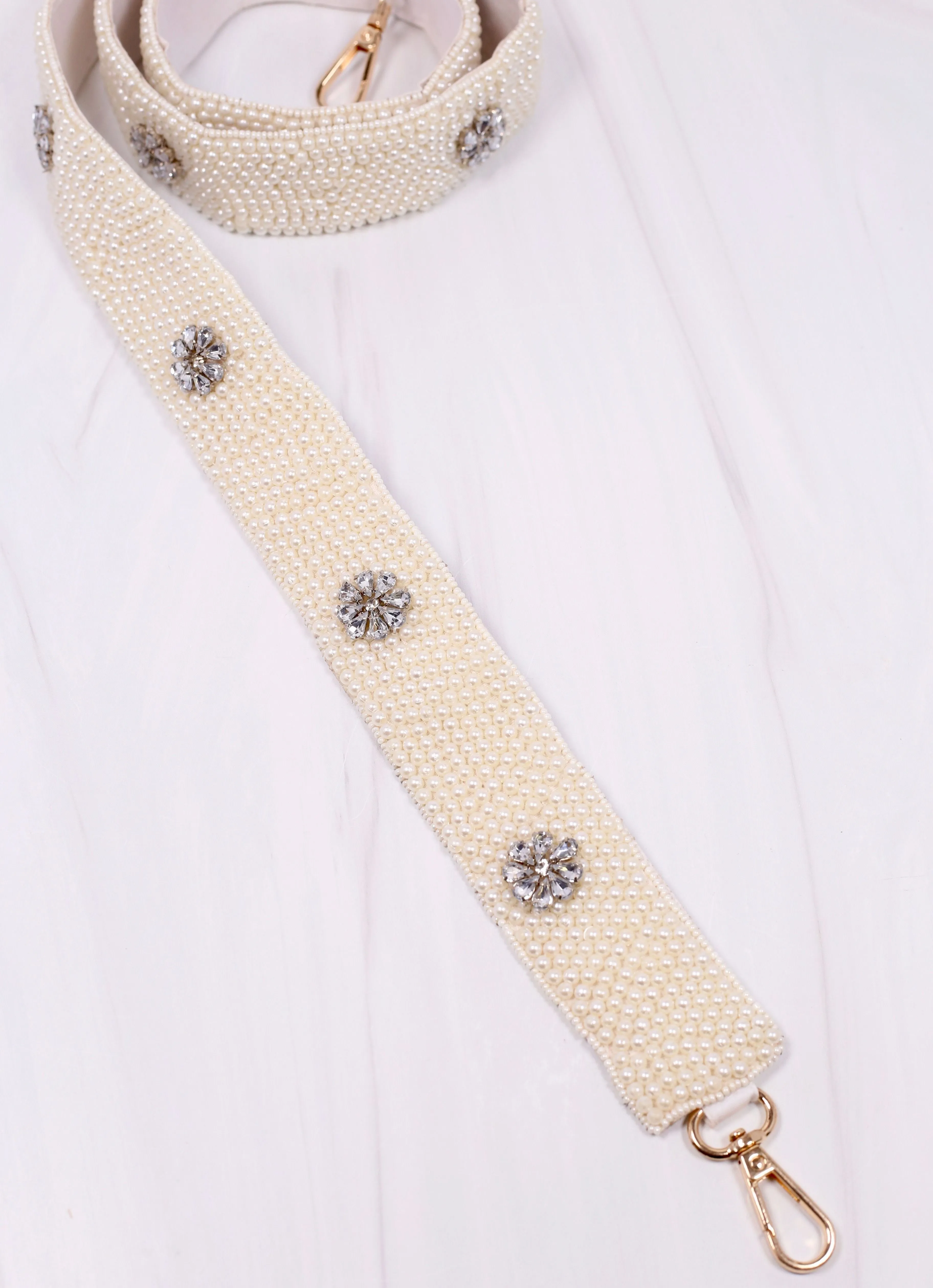 Kennedy Pearl and CZ Crossbody Strap IVORY