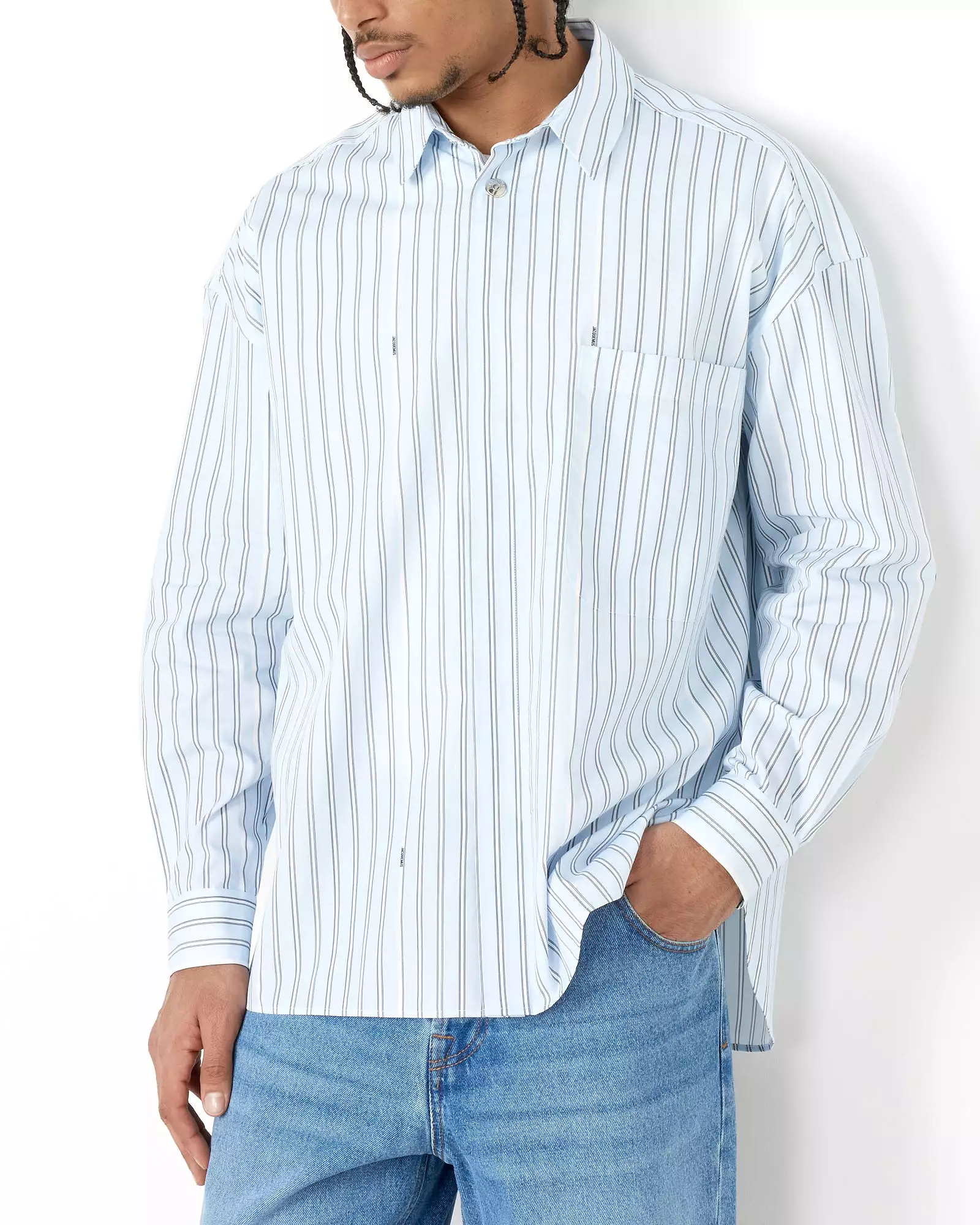 La Chemise Manches Longue Shirt in Blue Stripe