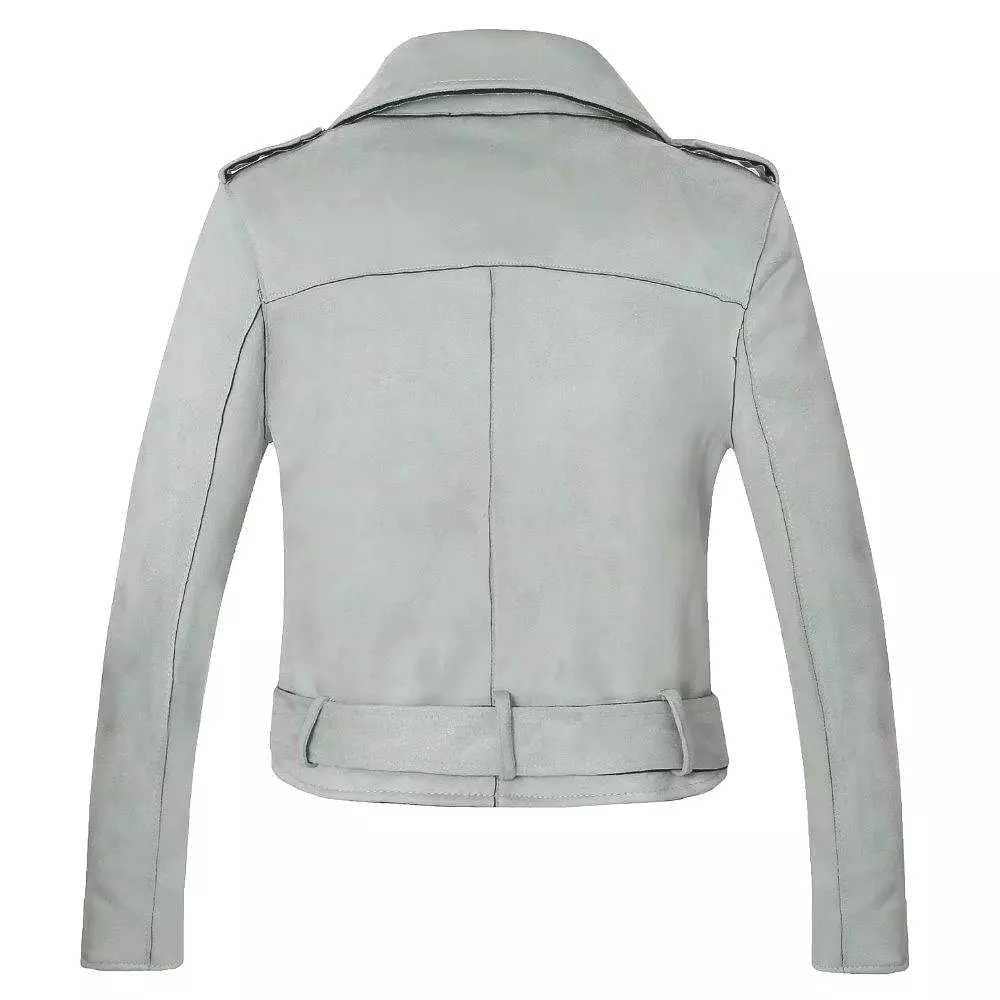 Lady Biker Suede Leather Jacket