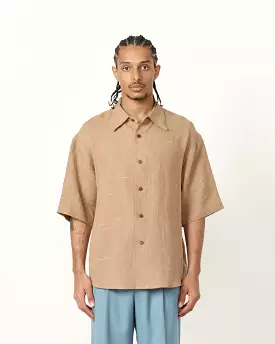 Linen Silk Shirt in Brown