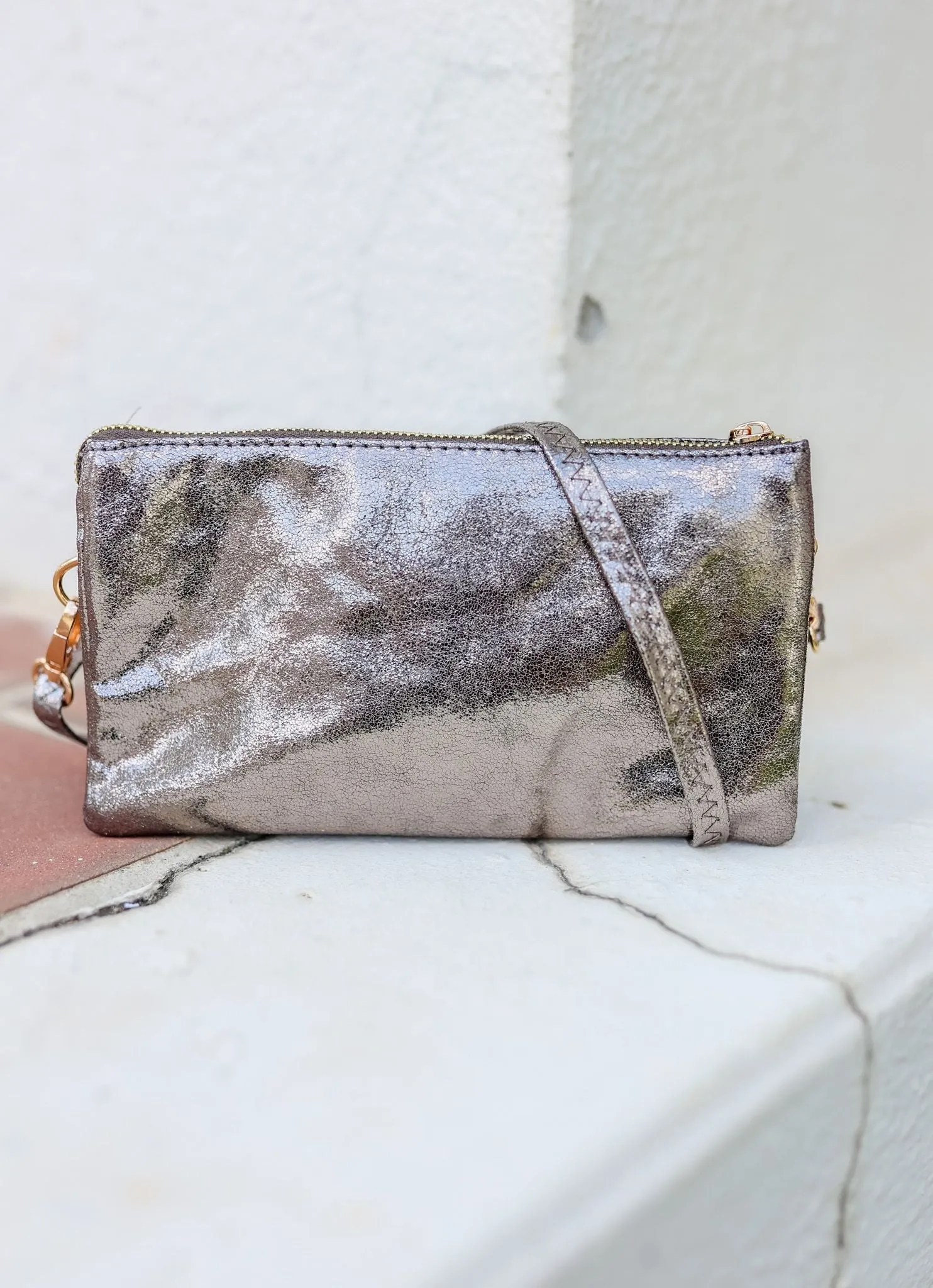 Liz Custom Collection Crossbody Bag Shimmer Gunmetal