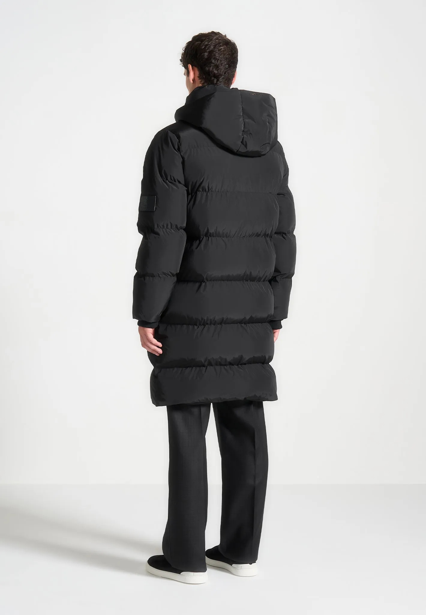 Longline Quilted Puffer Jacket - Black