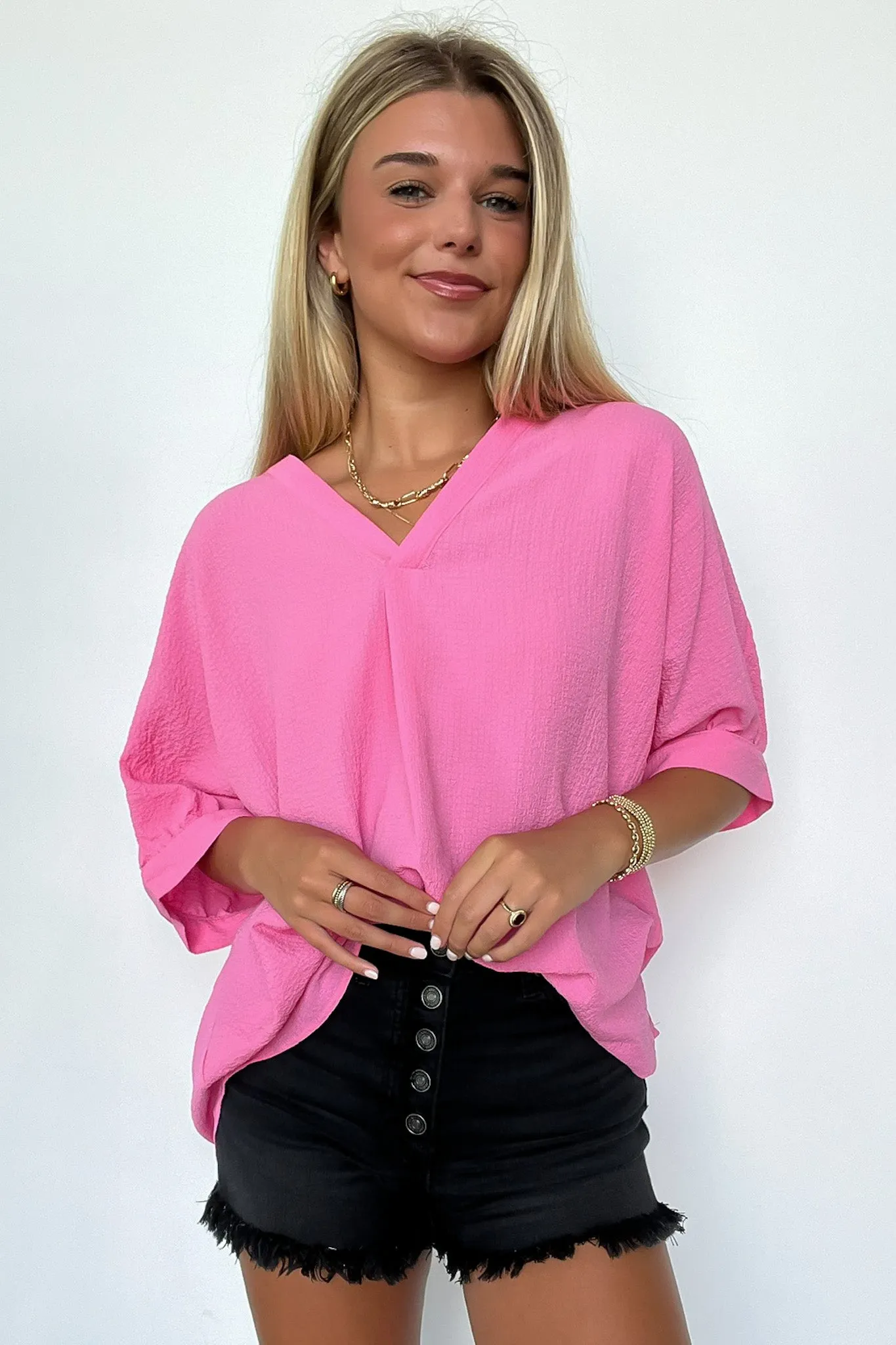 Lucie V-Neck Flowy Blouse Top