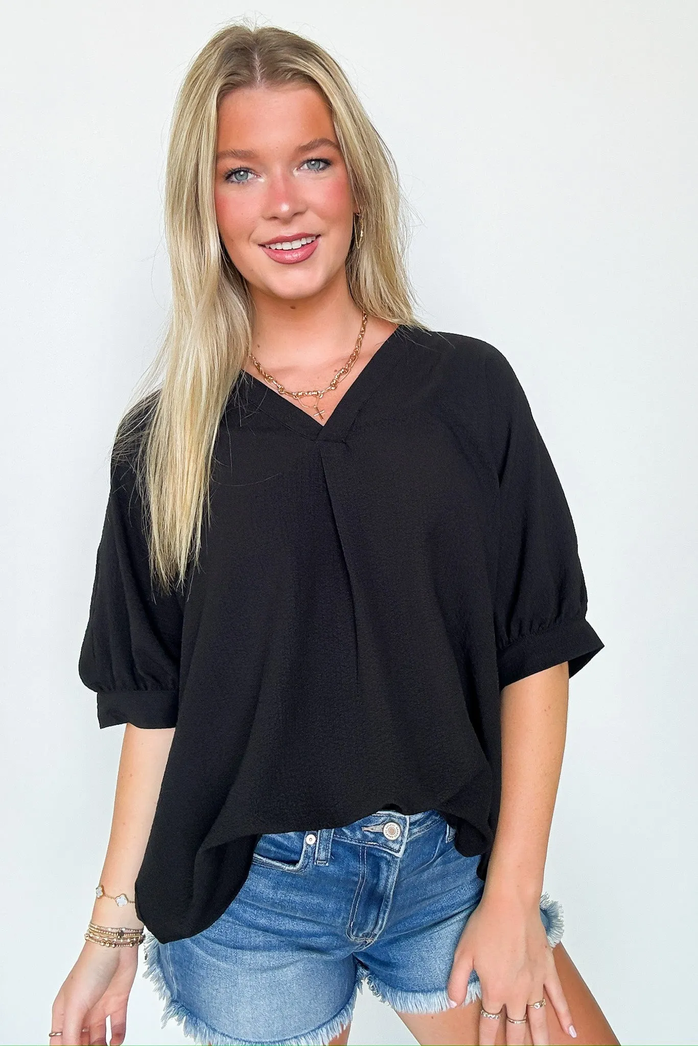 Lucie V-Neck Flowy Blouse Top