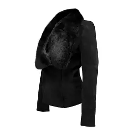 M161COR LD BLACK LAMB &RABBIT FUR JACKET