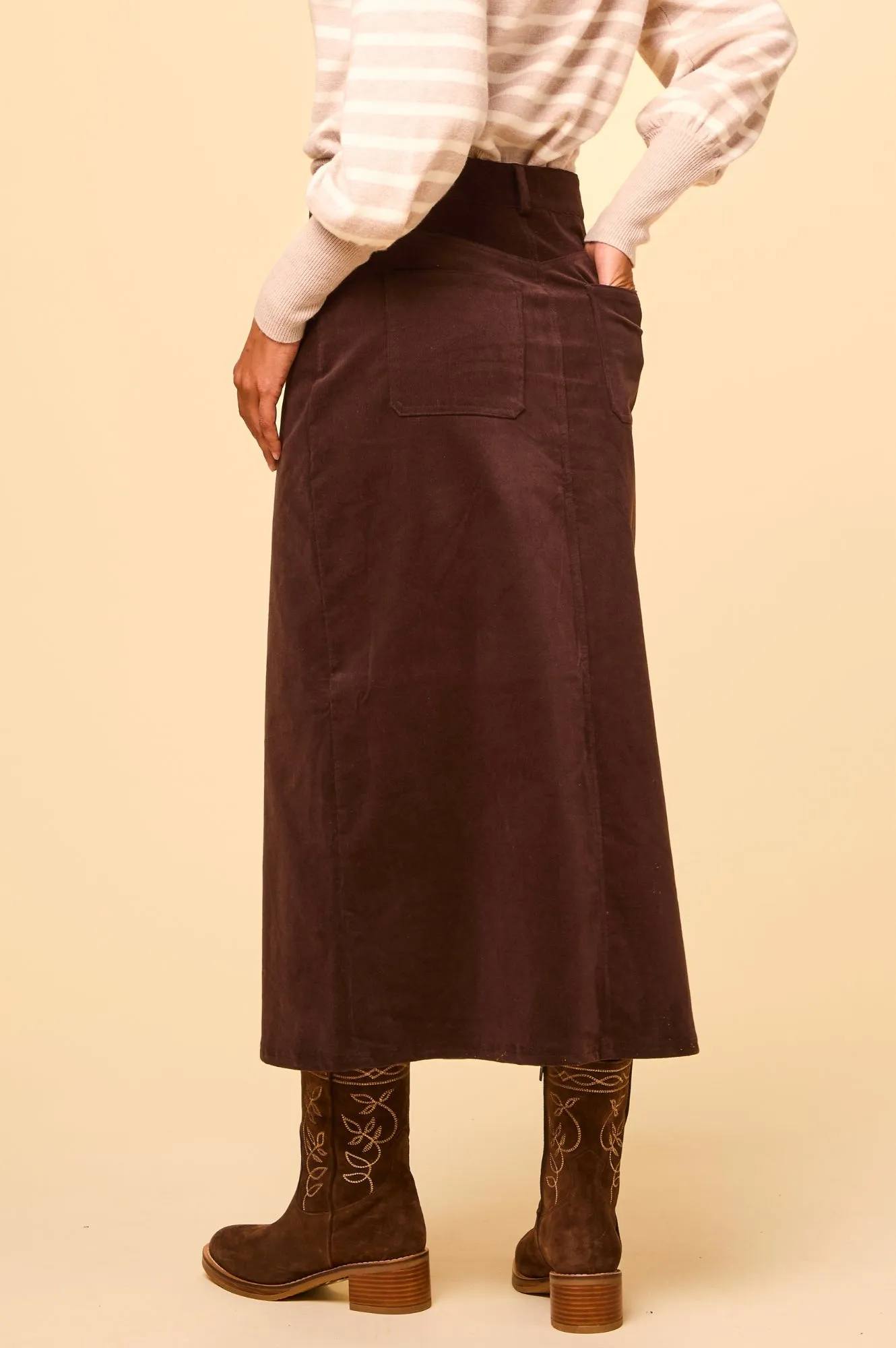 Mallory Corduroy Skirt | Chocolate