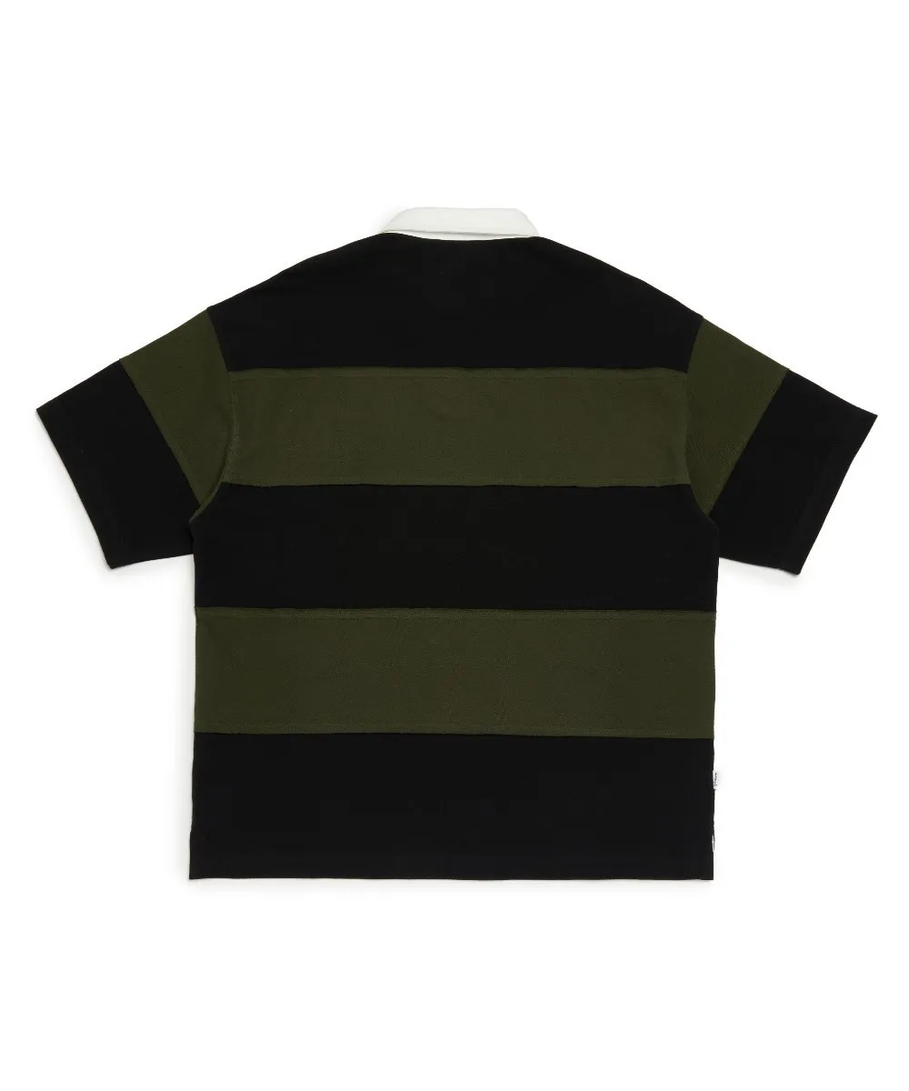 Mark Gonzales  |[MARK GONZALES] ★STRIPE CUT-OFF RUGBY PIQUE SHIRT