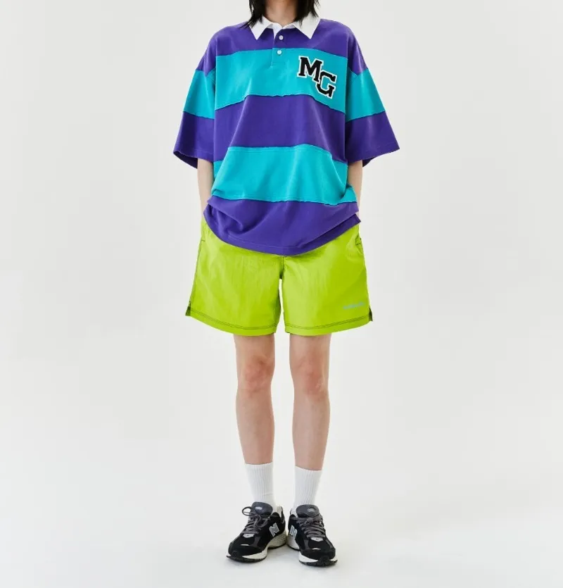 Mark Gonzales  |[MARK GONZALES] ★STRIPE CUT-OFF RUGBY PIQUE SHIRT