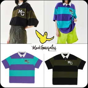 Mark Gonzales  |[MARK GONZALES] ★STRIPE CUT-OFF RUGBY PIQUE SHIRT