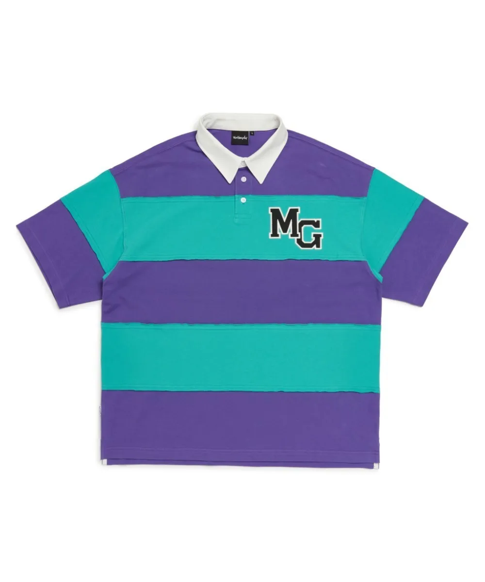 Mark Gonzales  |[MARK GONZALES] ★STRIPE CUT-OFF RUGBY PIQUE SHIRT