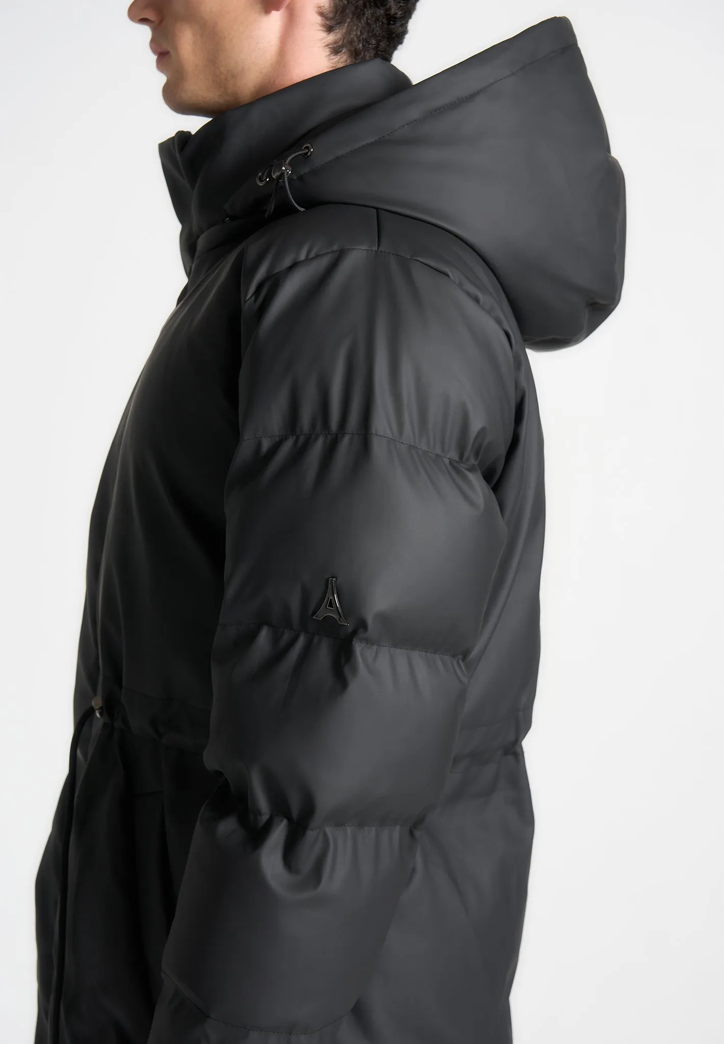 Matte Longline Puffer Coat - Black