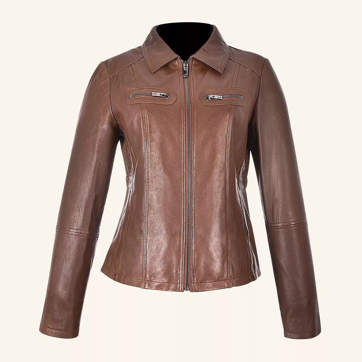 MCMP004 - Cuadra brown dress casual fashion sheepskin leather jacket for women