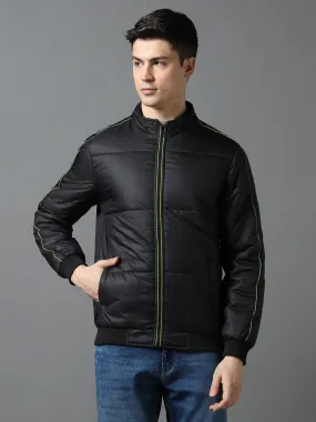 Men's Black Full Sleeve Zippered Puffer Jacket