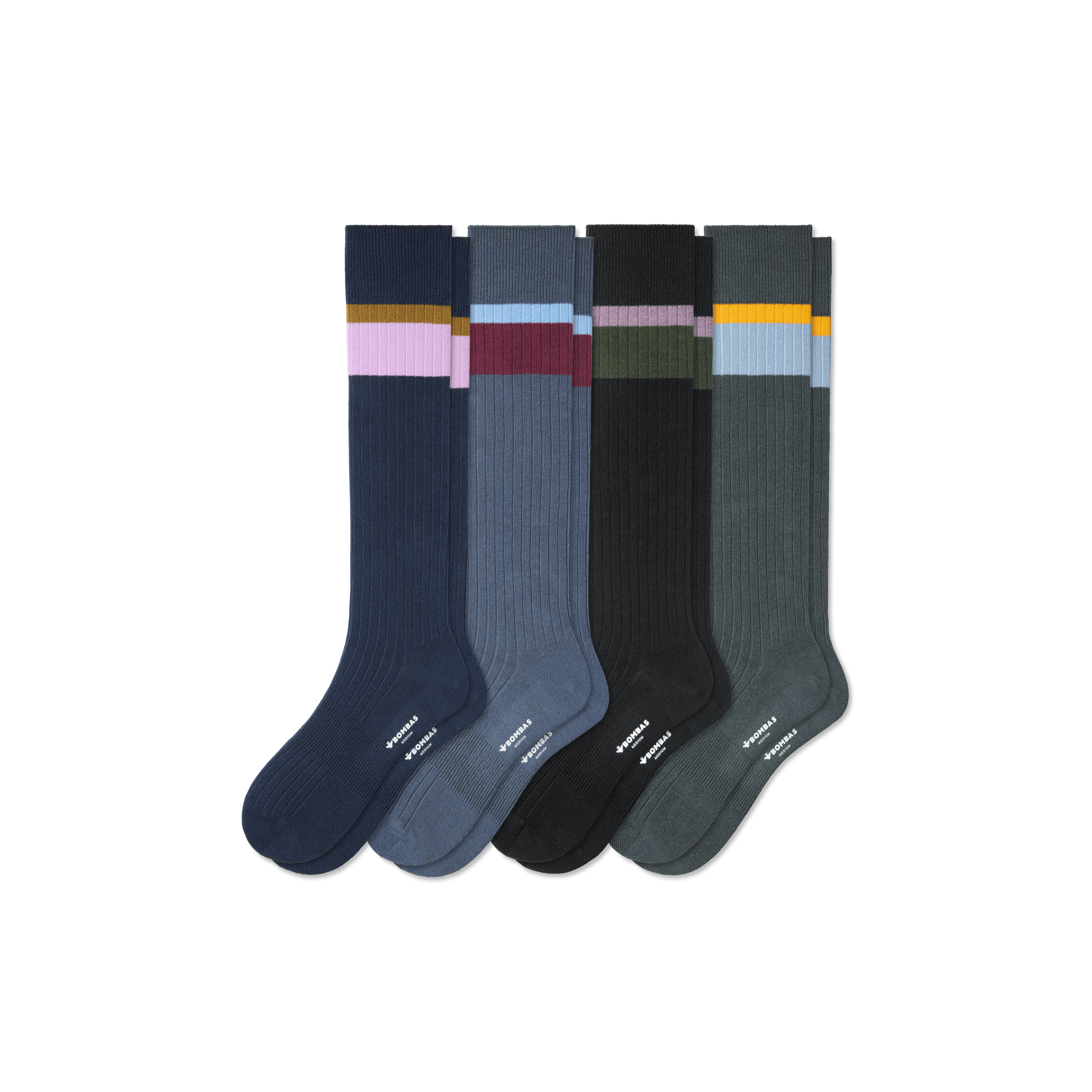 Men's Ribbed Dress Over the Calf Sock 4-Pack