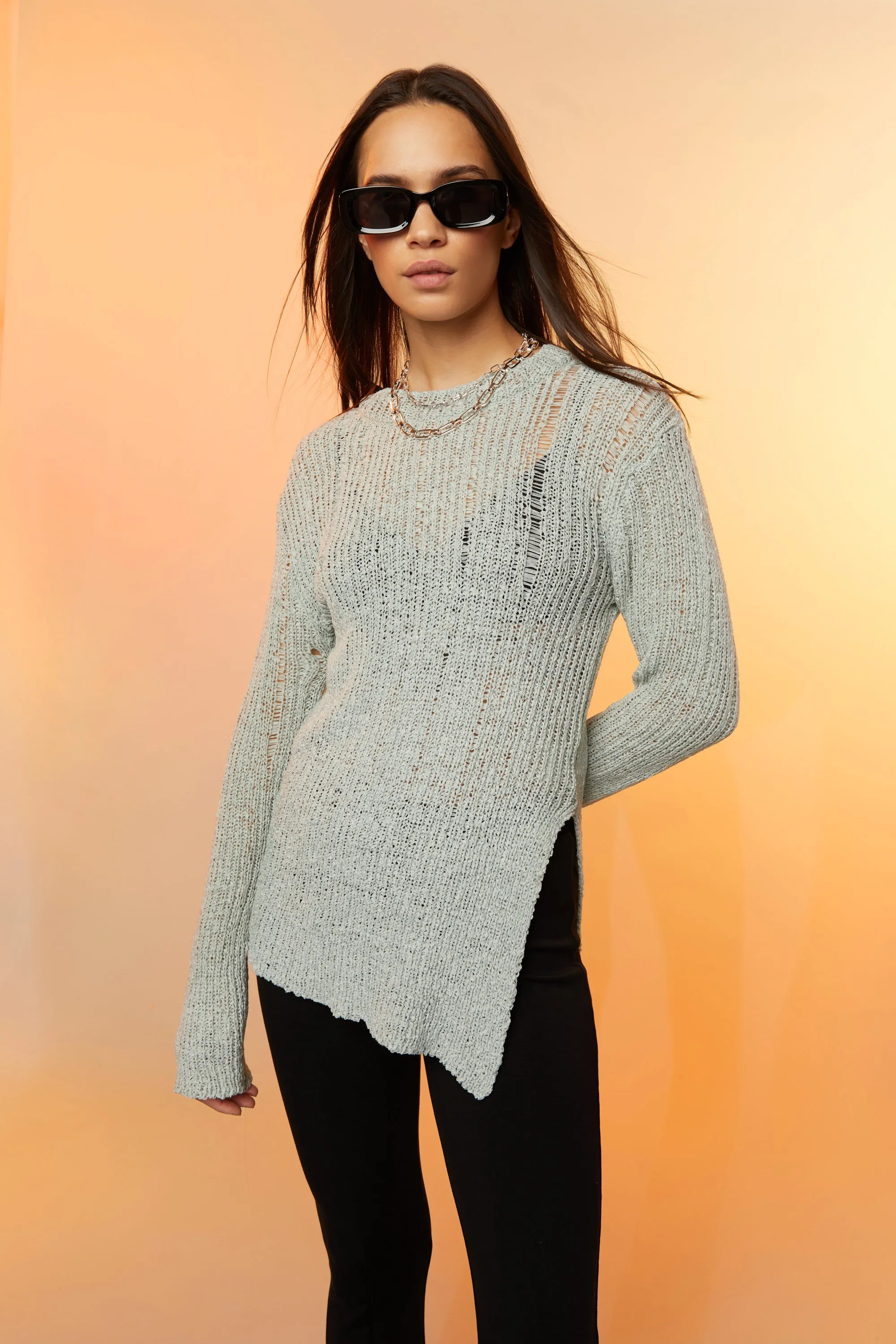 MESH KNIT SWEATER