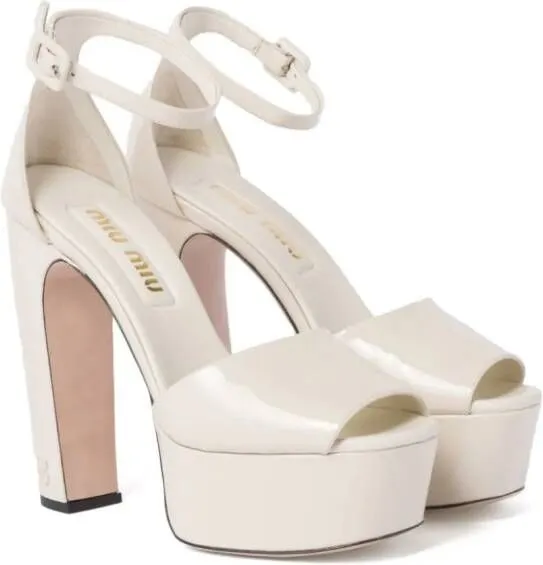 Miu 135mm patent-leather platform sandals Neutrals