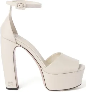 Miu 135mm patent-leather platform sandals Neutrals