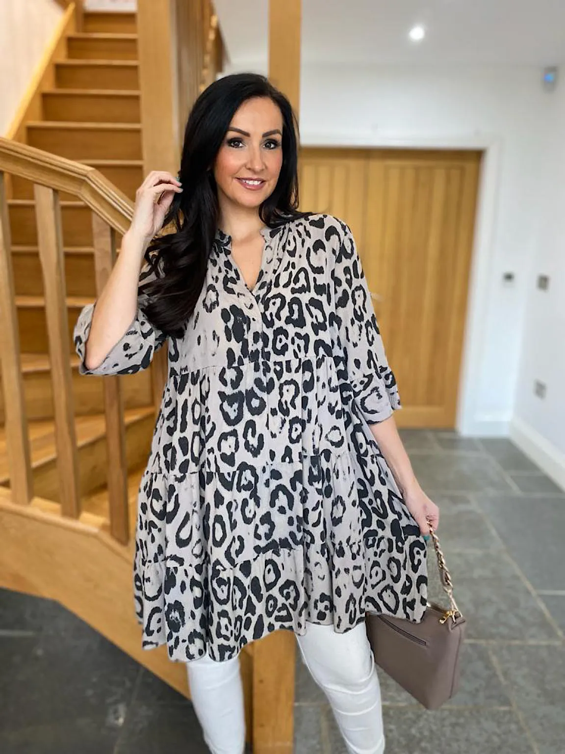 Mocha Leopard Tiered Tunic Rachel