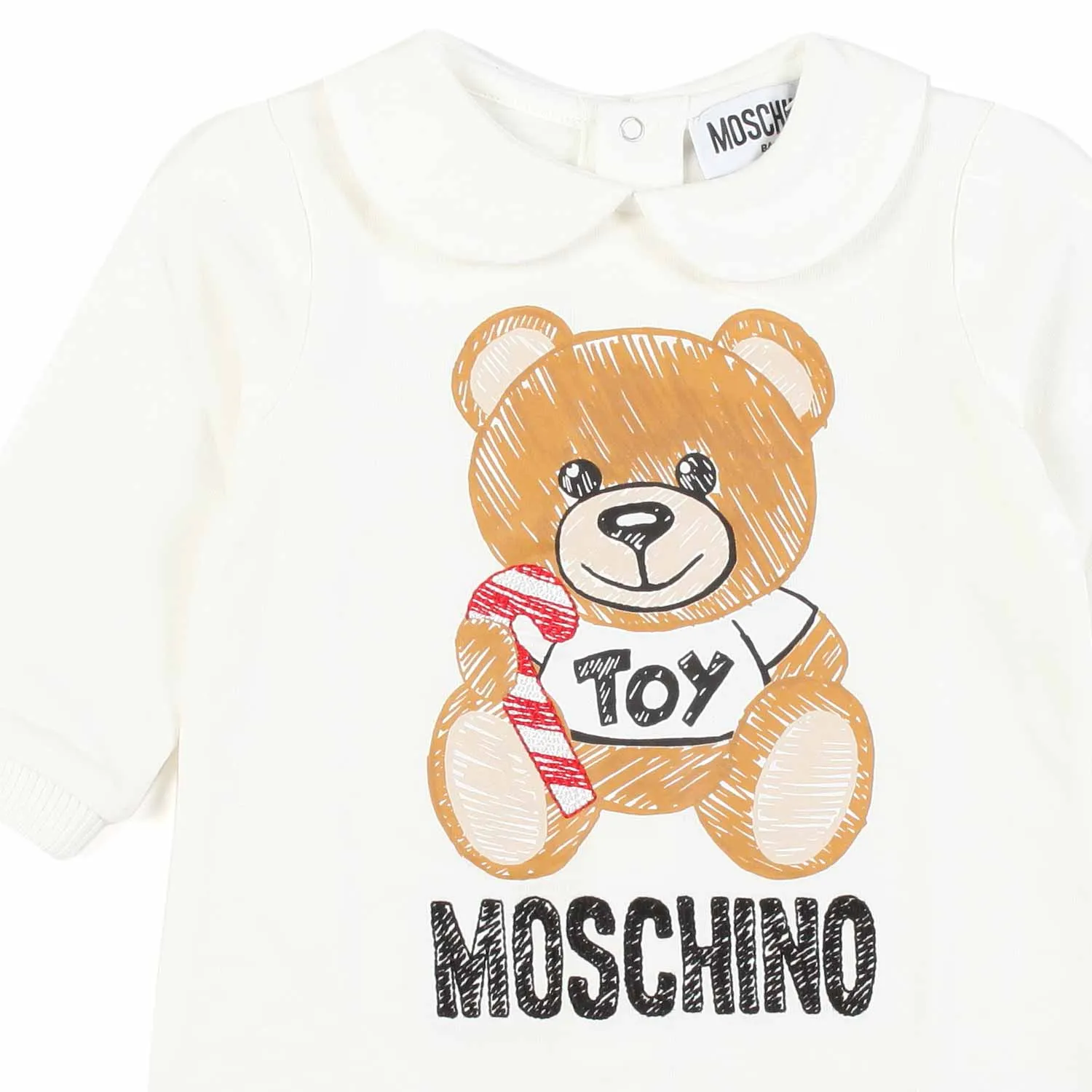 Moschino Milky White Unisex Romper With Teddy Bear