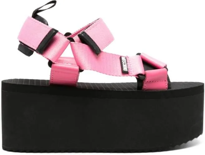 Moschino touch-strap flatform sandals Black