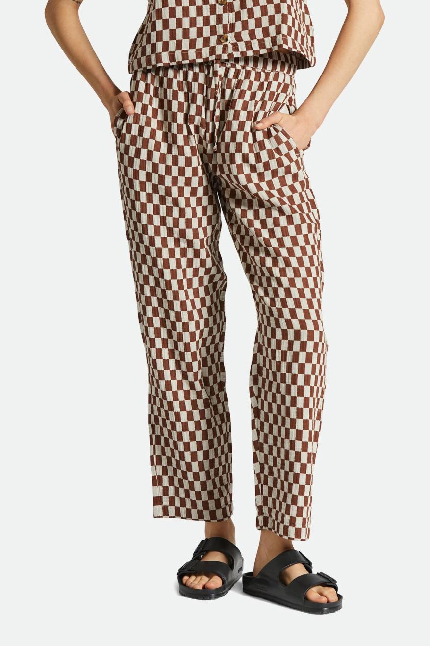 Mykonos Small Check Pant - Sepia