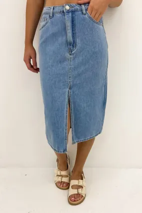 Nate Denim Midi Skirt Mid Blue