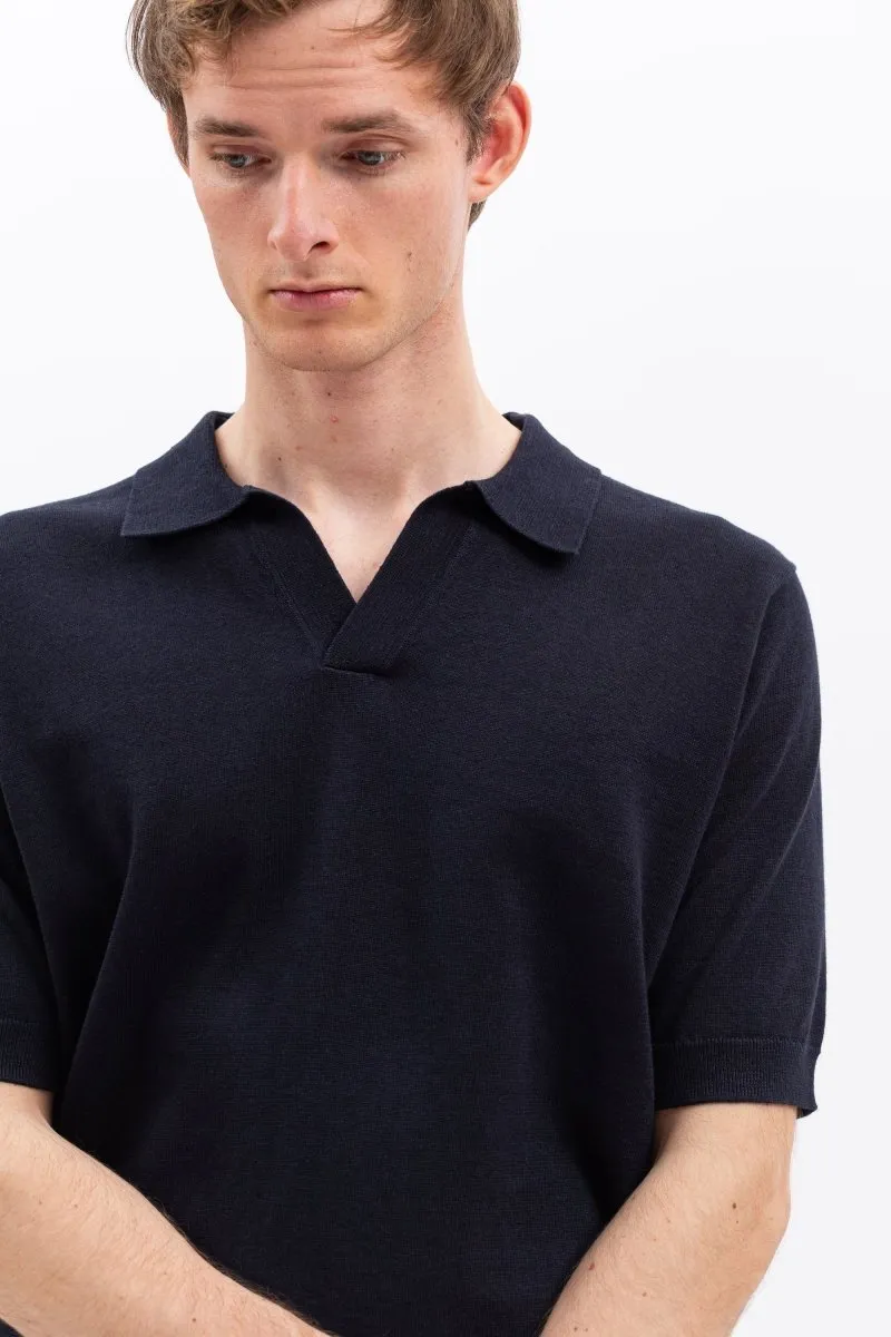 Norse Leif Linen Polo Dark Navy