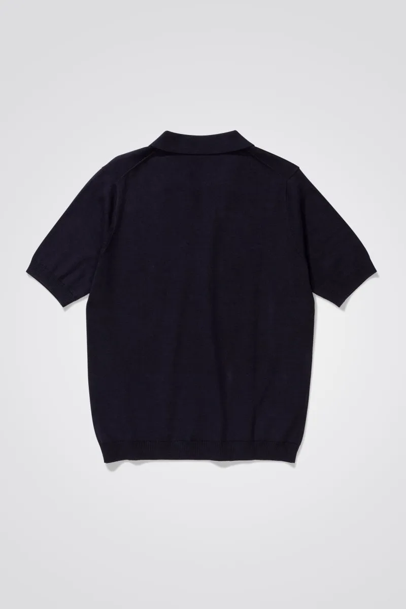 Norse Leif Linen Polo Dark Navy