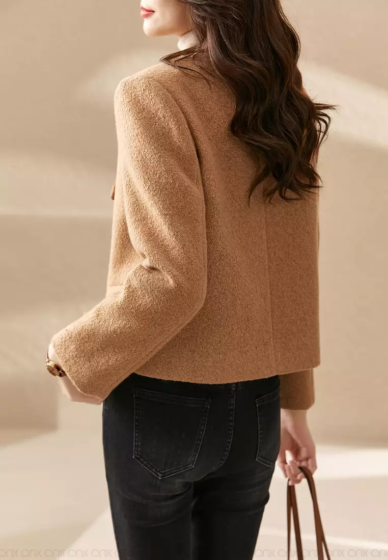 ONX.HK Temperament Ladies Retro Woolen Coat