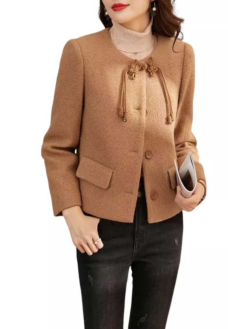 ONX.HK Temperament Ladies Retro Woolen Coat