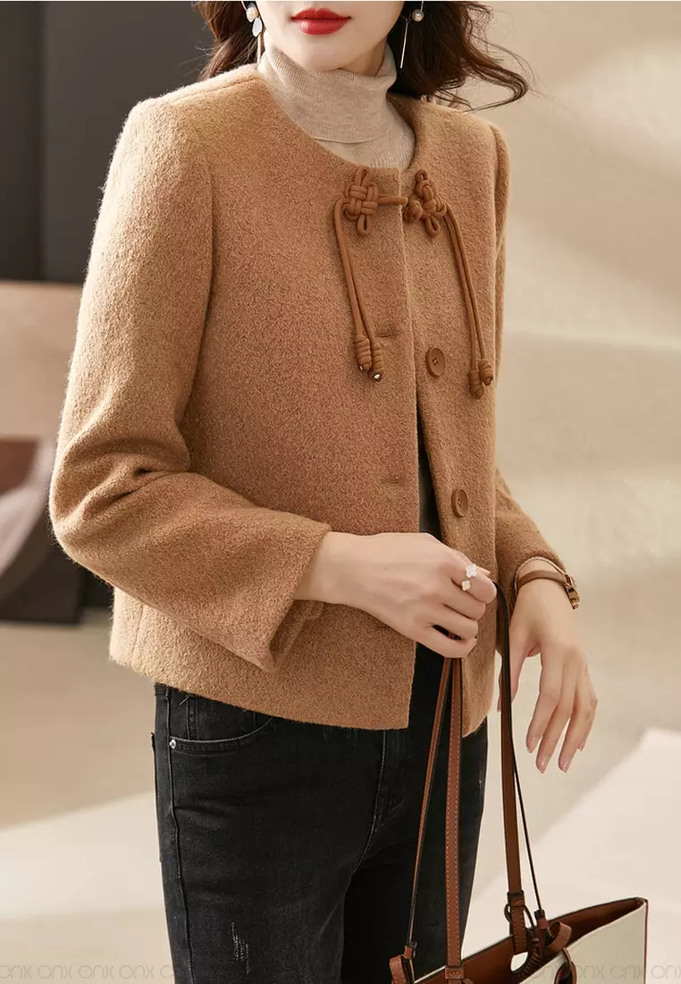 ONX.HK Temperament Ladies Retro Woolen Coat