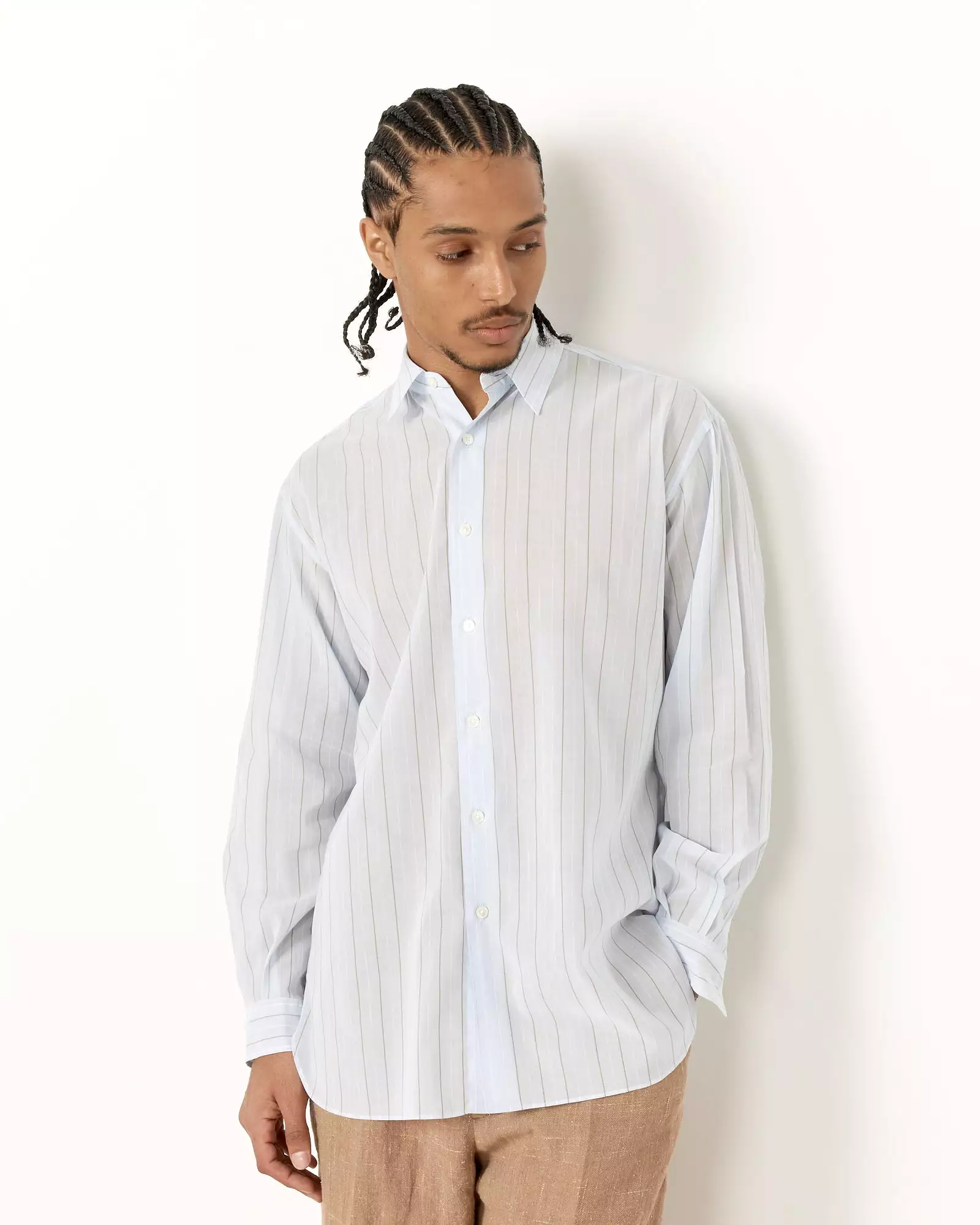 Organdy Stripe Shirt in Light Blue