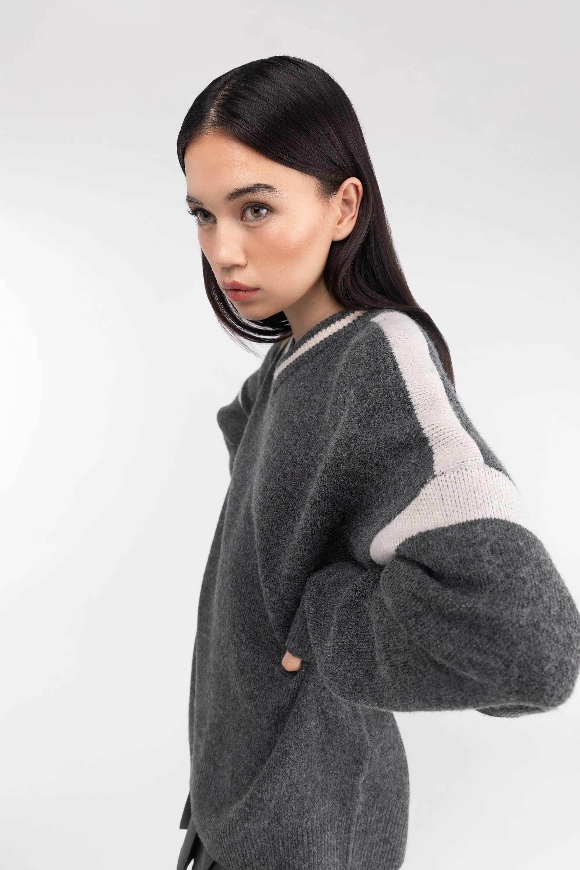 OVERSIZED RACER DETAIL SWEATER